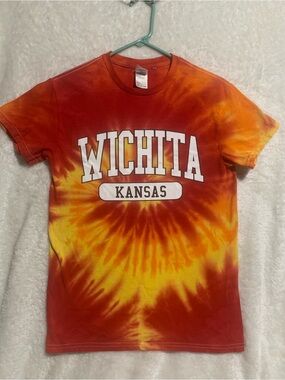 Wichita Kansas Tie-Dye Short Sleeve T-Shirt - Orange/Yellow